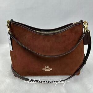 OACH Laurel Shoulder/Crossbody Bag With Tassels In Suede/Im/Brown/Maple CCC75